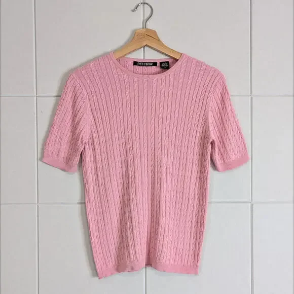 Vintage Evelyn & Arthur silk cotton cable knit short sleeve top - Picture 1 of 5